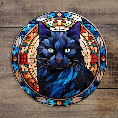 Cat Black Glass Suncatcher Worktop Saver